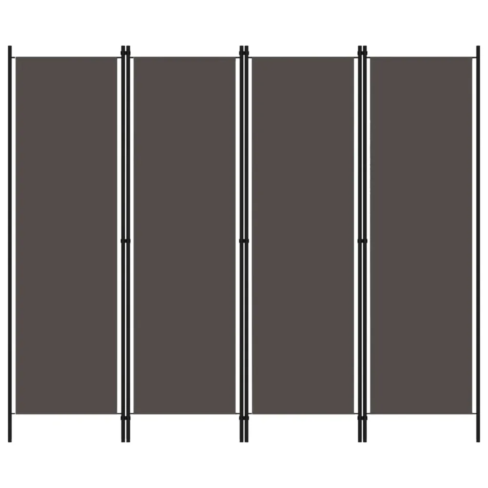 Paravan de cameră cu 4 panouri, antracit, 200 x 180 cm