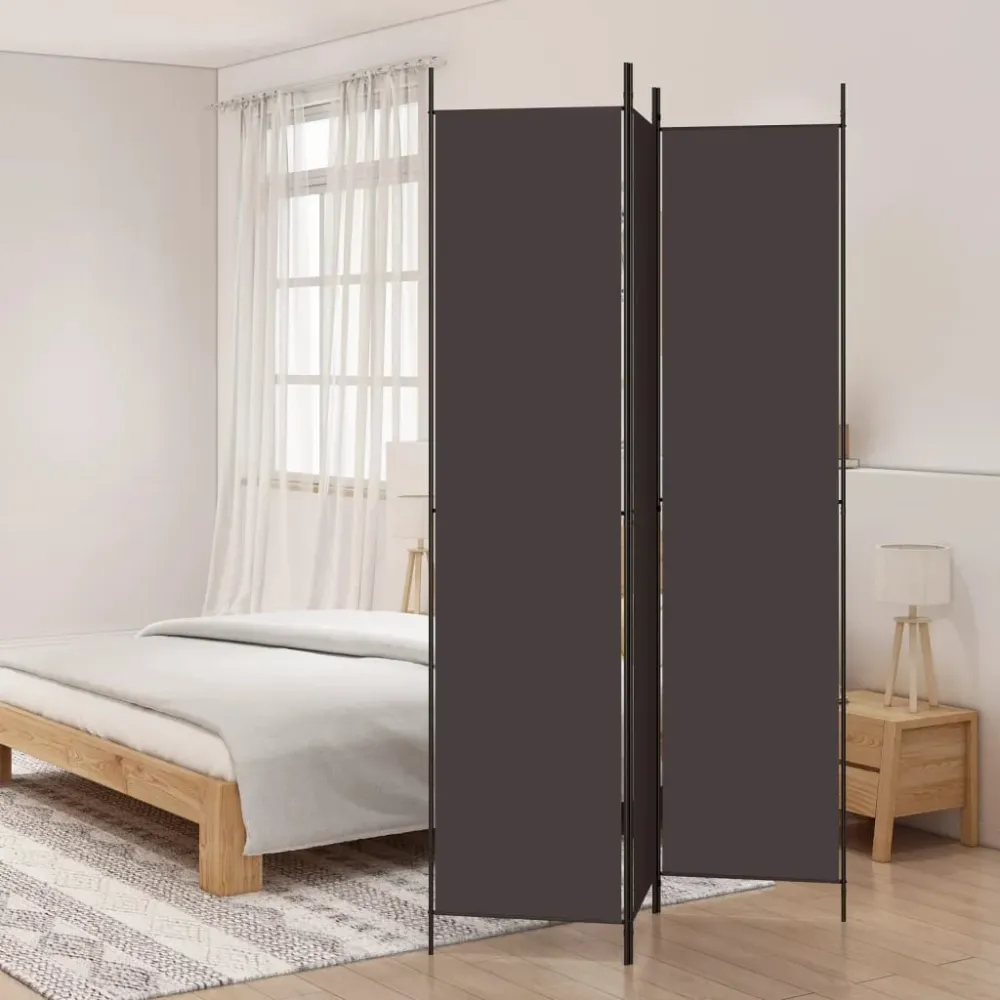 Paravan de cameră cu 3 panouri, maro, 150x220 cm, textil