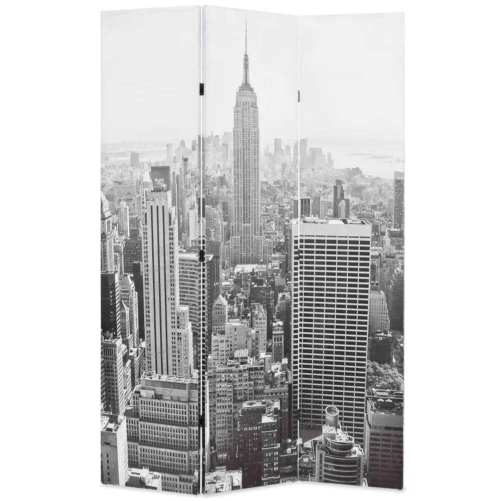 Paravan cameră pliabil, 120x170 cm, New York pe zi, alb/negru