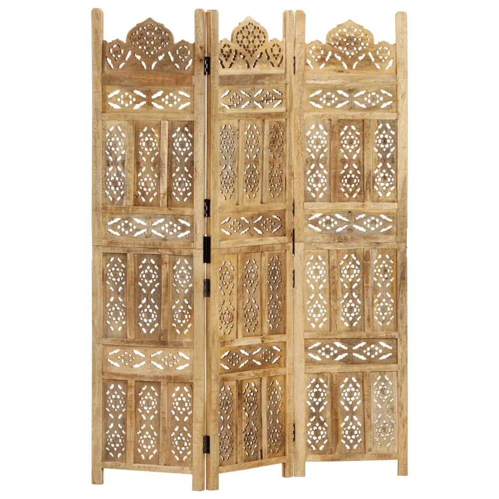 Paravan cameră sculptat manual 3 panouri 120x165 cm mango