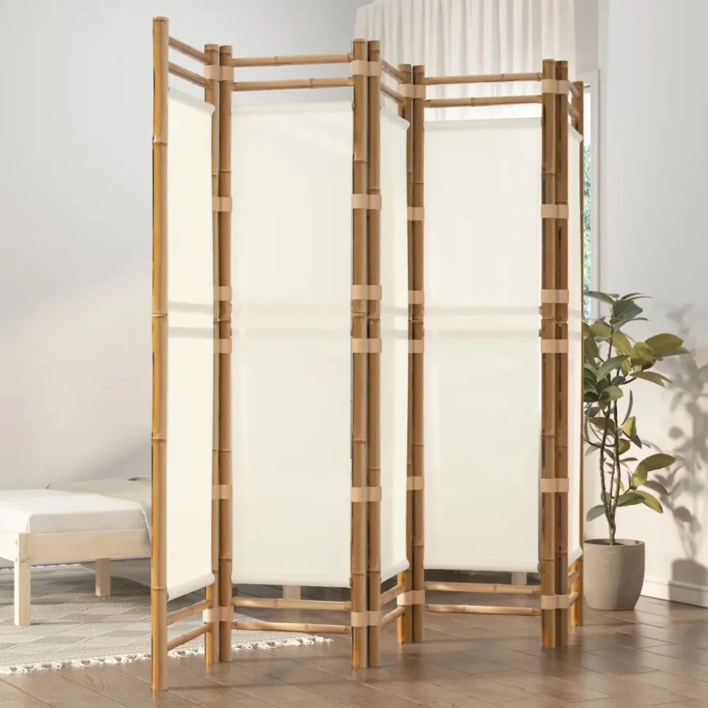 Separator de cameră pliabil cu 5 panouri 200 cm bambus și pânză