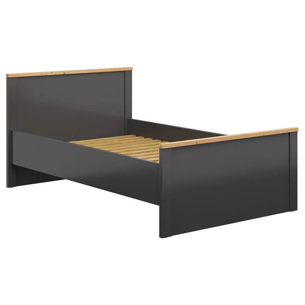 Cadru pat HESEN 120x200, gri grafit/stejar artisan, PAL