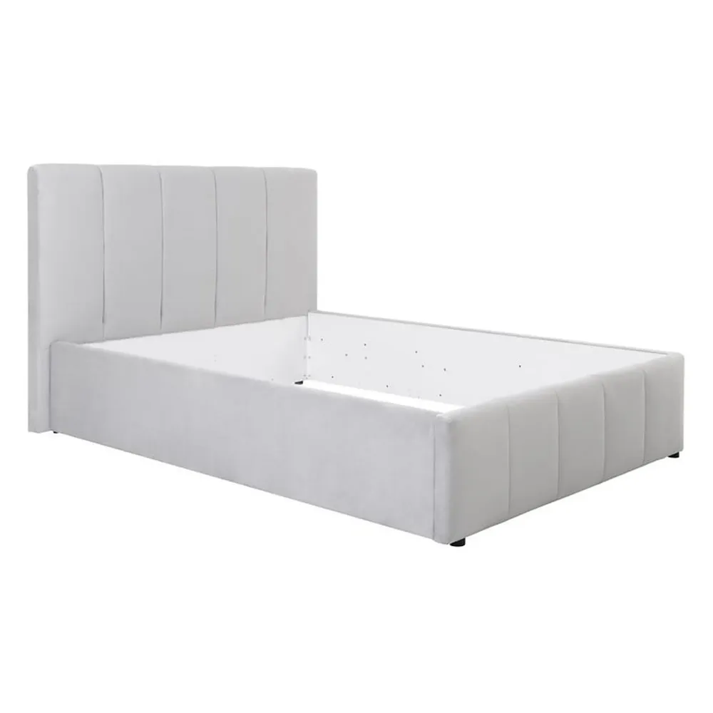 Cadru pat LONES 140x200, stofa catifelata gri deschis - Bluvel 03