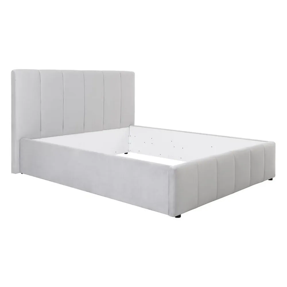 Cadru pat LONES 160x200, stofa catifelata gri deschis - Bluvel 03