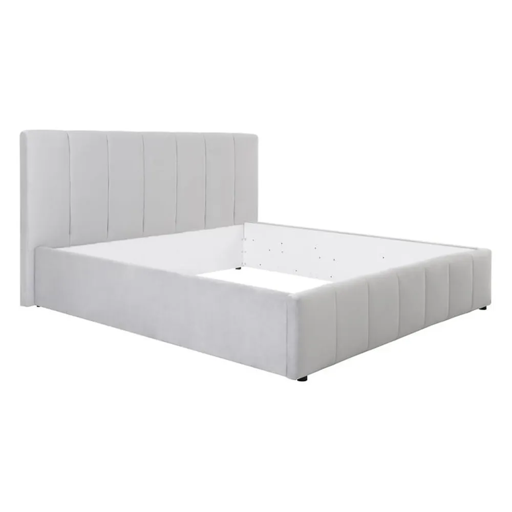 Cadru pat LONES 180x200, stofa catifelata gri deschis - Bluvel 03