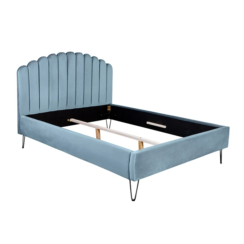 Pat albastru din catifea 140 x 200 Pearl Invicta Interior