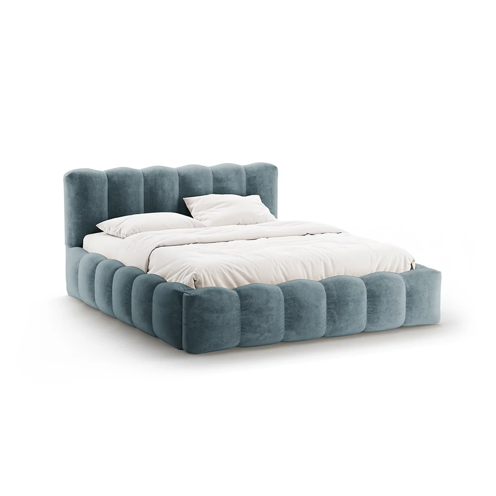 Pat albastru din textil chenille 160 x 200 Lupine