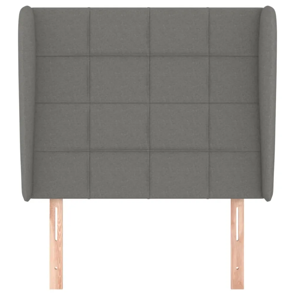 Tăblie de pat cu aripioare gri închis 103x23x118/128 cm textil