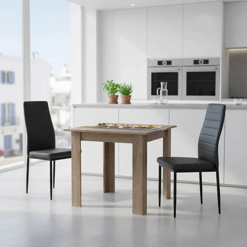 Masa de dining din 3 piese Manka-Parker fabricata negru-sonoma , 80x80x77cm