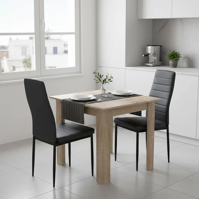 Set de Masa pentru dining format din 3 piese Manka-Parker, facut , neagra-sonoma 80x80x77cm