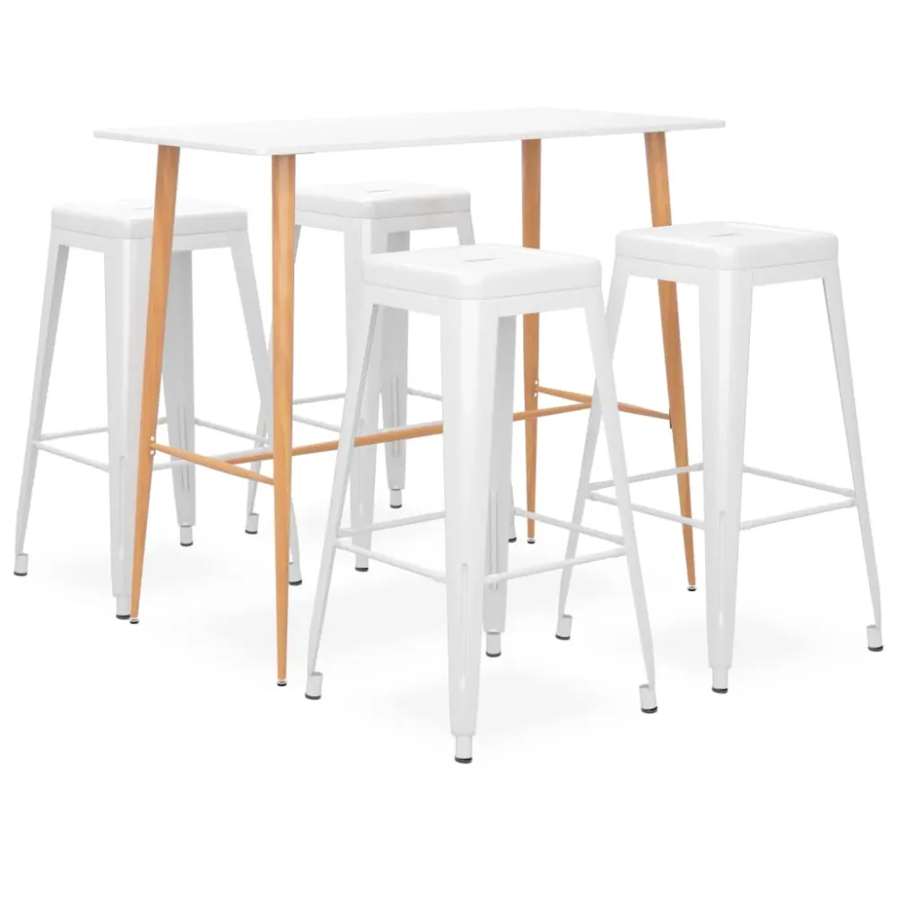 Set mobilier de bar, 5 piese, alb